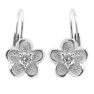 925 silver floral earrings with cz | women's jewelry gift