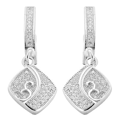925 silver diamond cut drop earrings for women | gift