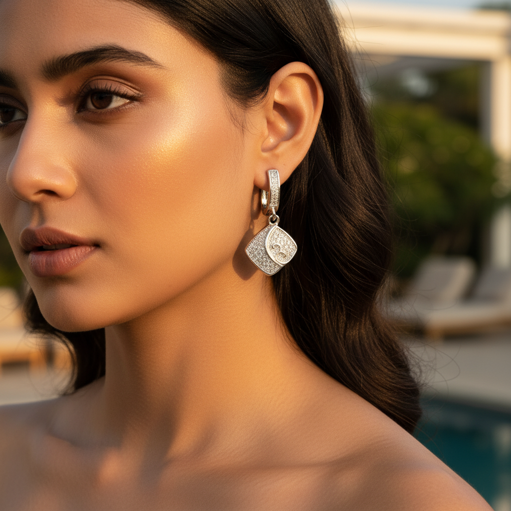 925 Silver Diamond-Cut Drop Earrings for Women | Gift