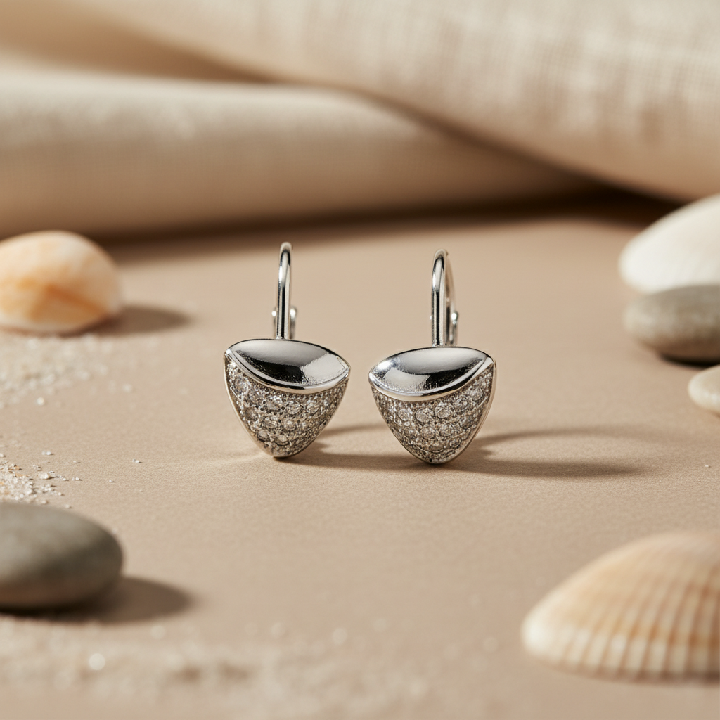 925 Silver Cubic Zirconia Leverback Earrings for Women