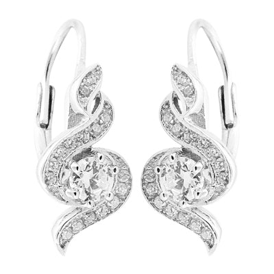 925 silver cubic zirconia leverback earrings for women | gift