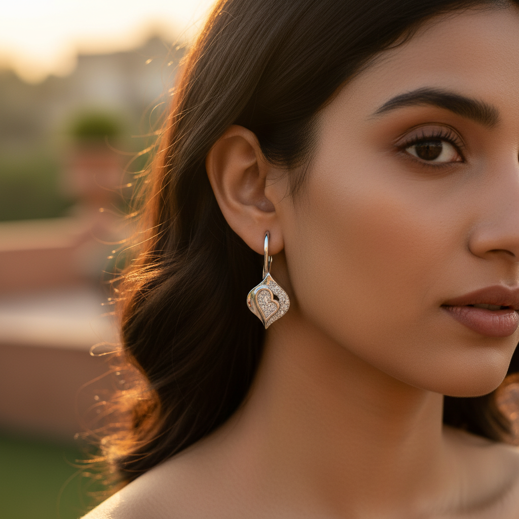 925 Silver Heart Drop Earrings for Women | Dainty Gift