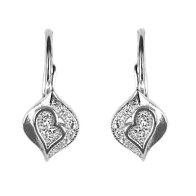 925 silver heart drop earrings for women | dainty gift