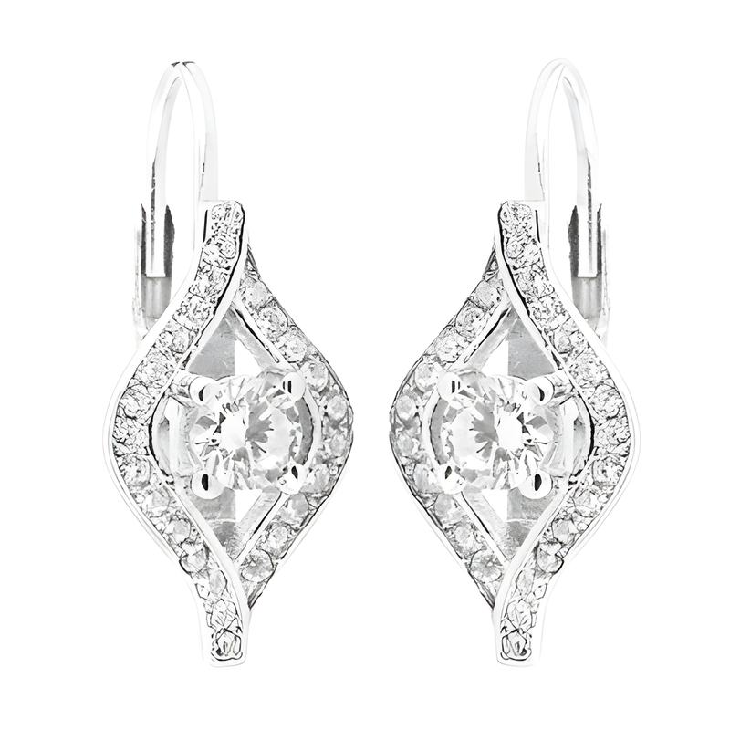 Elegant Cubic Zirconia Gemstone Silver Earrings - Stylish Jewelry for Any Occasion