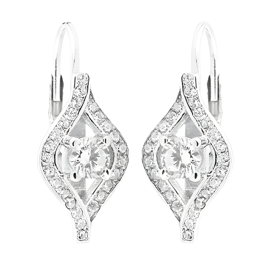 Elegant Cubic Zirconia Gemstone Silver Earrings - Stylish Jewelry for Any Occasion