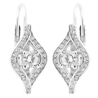 925 silver cubic zirconia leverback earrings for women | gift