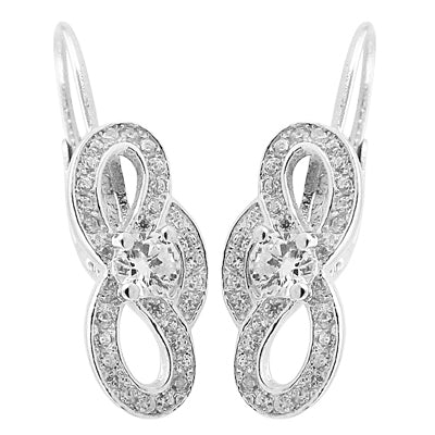 Silver cubic zirconia leverback earrings for women | dainty jewelry