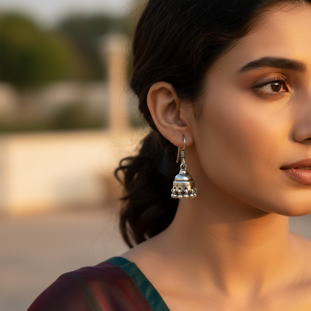 925纯银吉姆卡耳环 | 女士印度珠宝