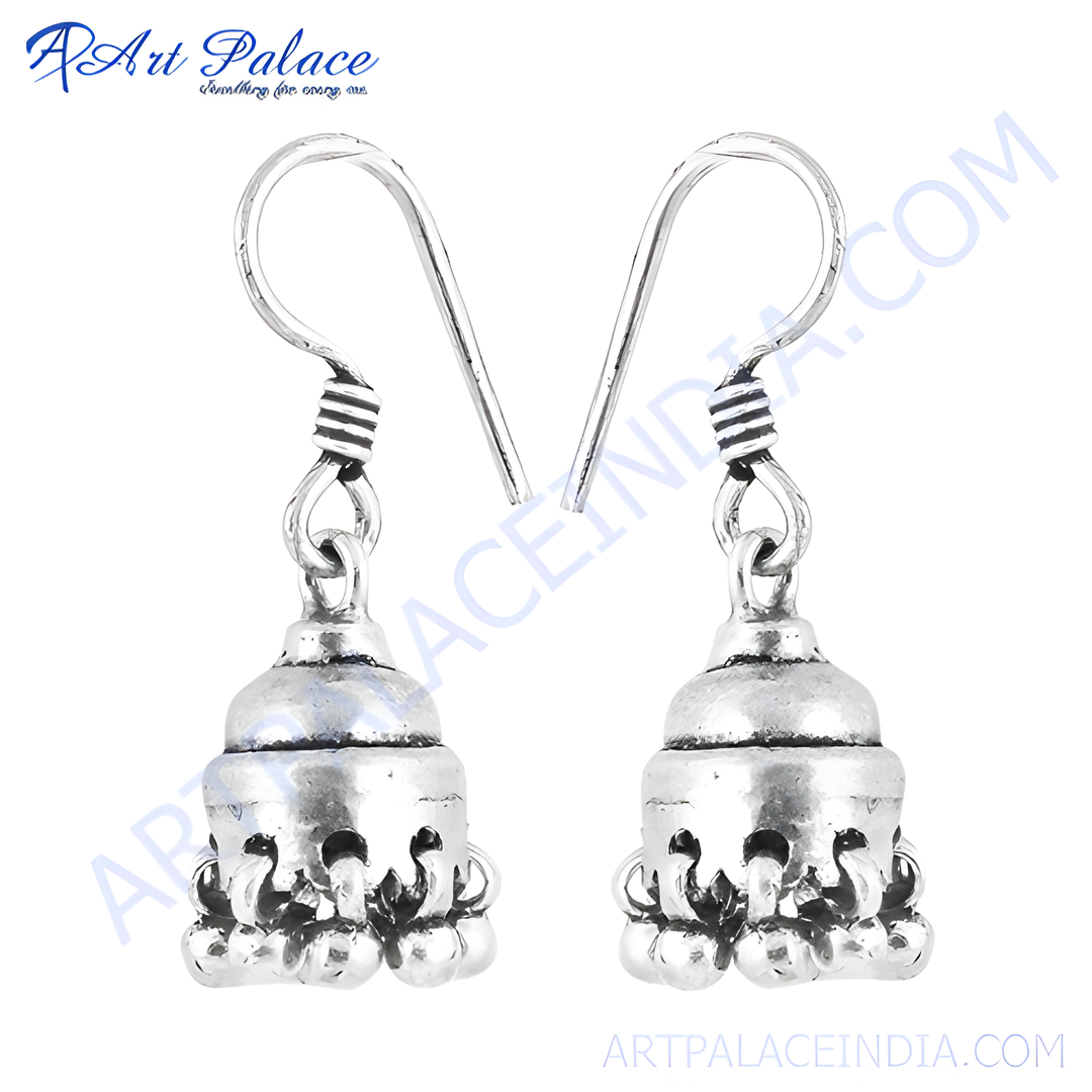 925 sterling silver jhumka earrings with intricate detailing, ideal for women's jewelry.