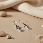 将图像加载到图库查看器中， 925 Silver Amethyst Drop Earrings for Women | Dangle Jewelry

