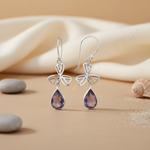 将图像加载到图库查看器中， 925 Silver Amethyst Drop Earrings for Women | Gemstone Jewelry
