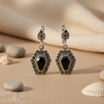 Load image into Gallery viewer, 925 Silver Black Onyx Marcasite Earrings for Women | Gift

