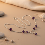 Load image into Gallery viewer, 925 Silver Amethyst Beaded Necklace for Women | Gemstone Jewelry

