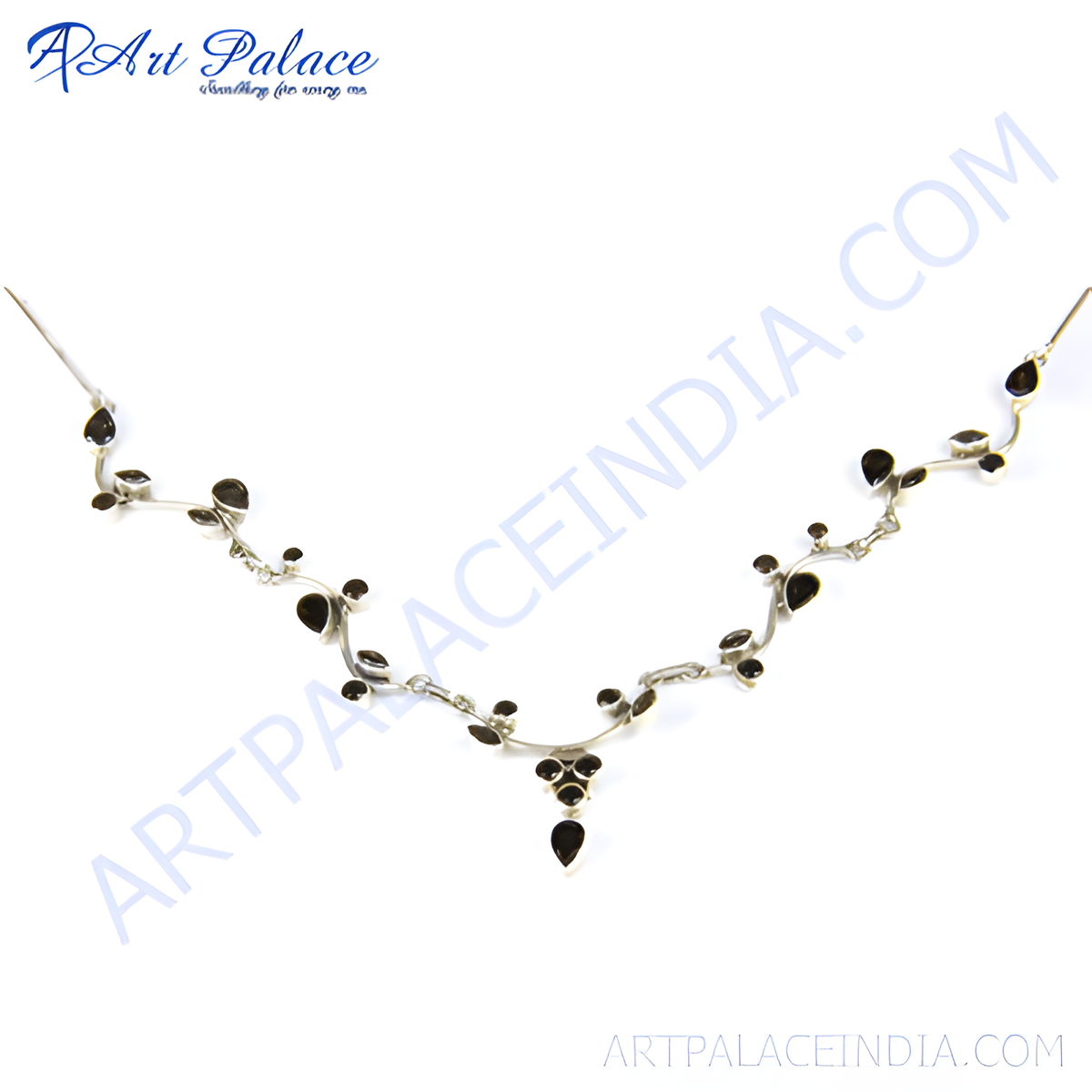 925 sterling silver necklace featuring black gemstones, perfect for any occasion
