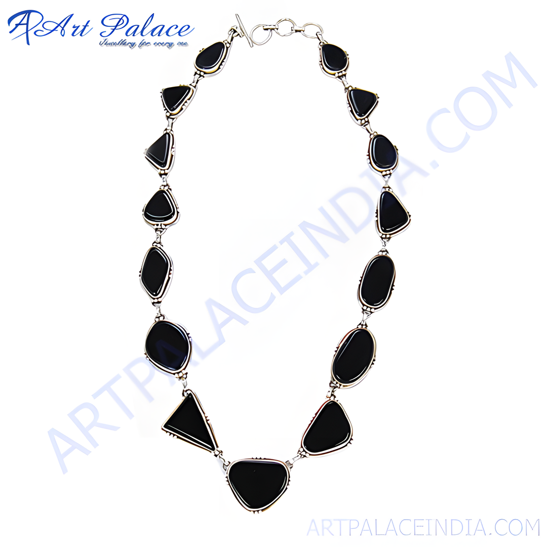 925 Silver Onyx Stone Necklace for Women | Statement Jewelry