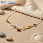 Load image into Gallery viewer, Amber Gemstone Silver Necklace for Women | Unique Jewelry Gift
