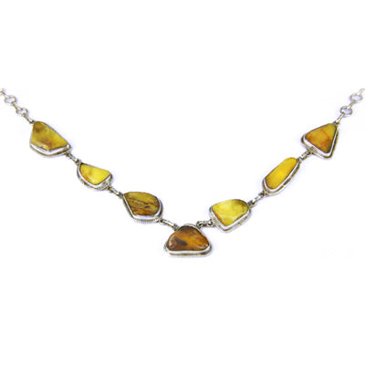 Amber Gemstone Silver Necklace for Women | Unique Jewelry Gift