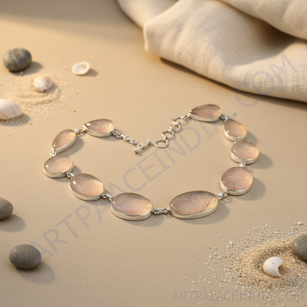 Rose Quartz Bracelet | 925 Sterling Silver | Women's Jewelry Gift