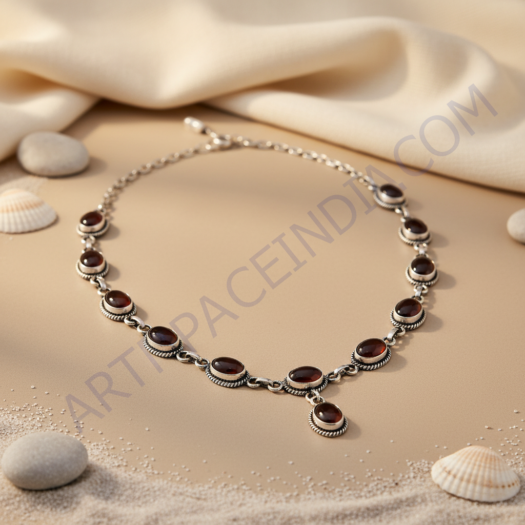 925 silver garnet gemstone necklace for women | gift jewelry