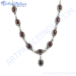 Load image into Gallery viewer, 925 sterling silver necklace with oval-shaped red garnet gemstones, perfect for gifting
