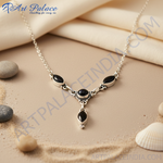 Load image into Gallery viewer, 925 Silver Onyx Y Necklace for Women | Gemstone Jewelry Gift
