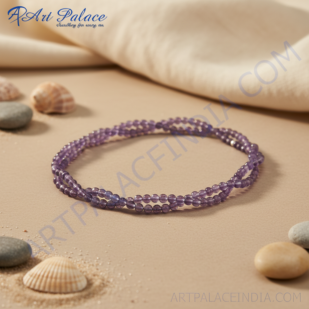 Amethyst beaded necklace | 925 silver clasp | women's jewelry