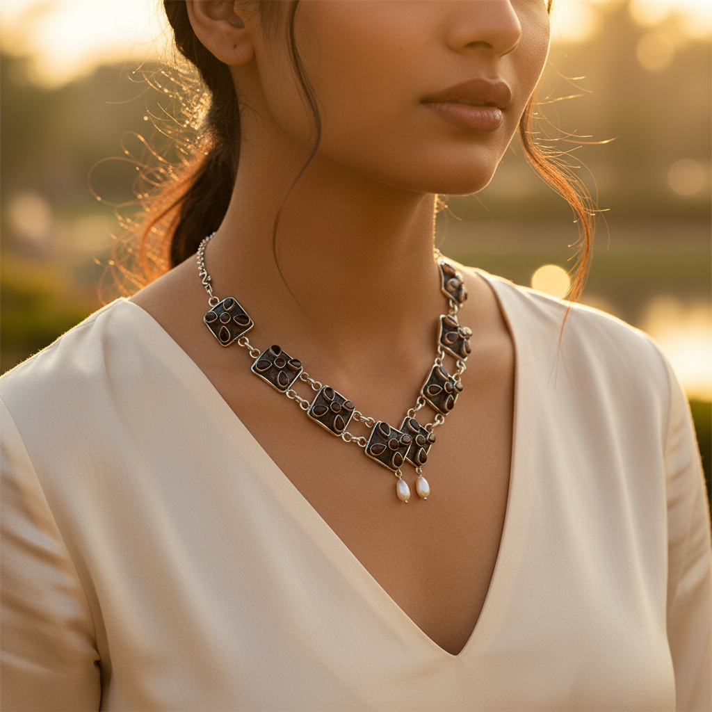 925 Silver Garnet Gemstone Necklace for Women | Gift Jewelry