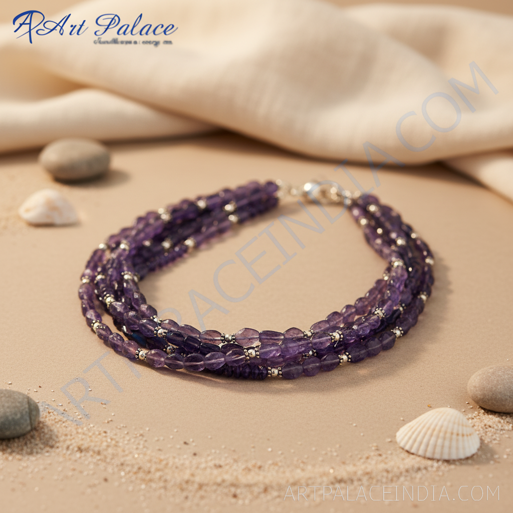 Multi-Strand Purple Gemstone Necklace for Women | Fashion Jewelry