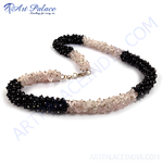 Load image into Gallery viewer, Rose quartz and onyx beaded necklace with a gold plating clasp, gemstone jewelry.

