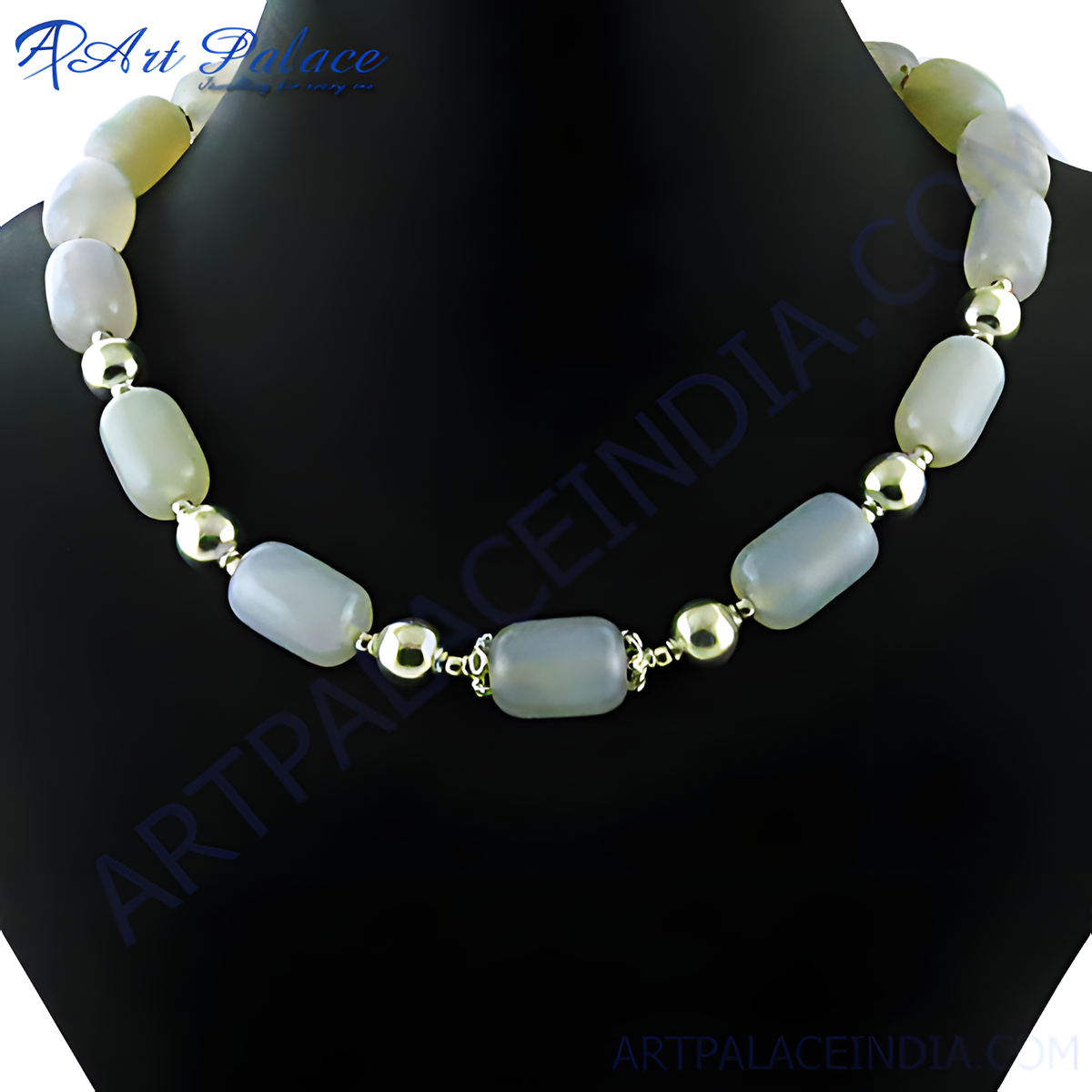 Elegant silver chain necklace with light grey agate beads, perfect for women