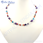 Load image into Gallery viewer, Multi-gemstone beaded necklace featuring amethyst, turquoise, citrine and other colorful gemstone beads.
