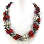 Load image into Gallery viewer, Coral &amp; Turquoise Bead Necklace | 925 Silver | Women's Gift
