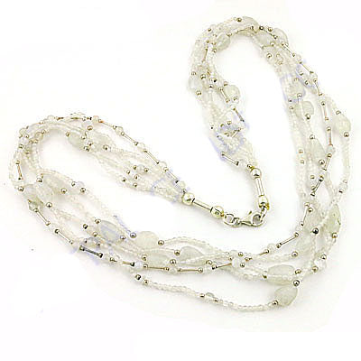 Multi Strand White Gemstone Necklace | Statement Jewelry for Women