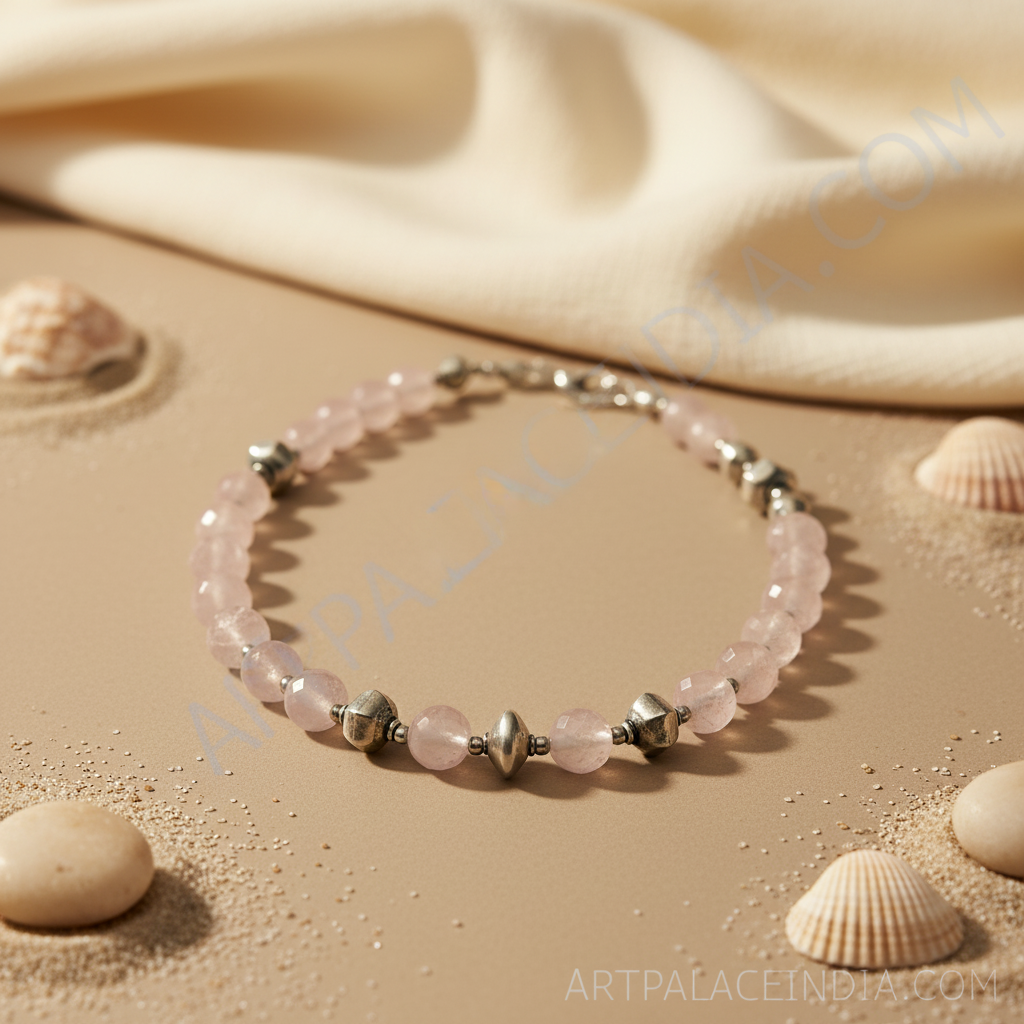 Rose Quartz Bead Necklace | Silver Accents | Women's Jewelry Gift