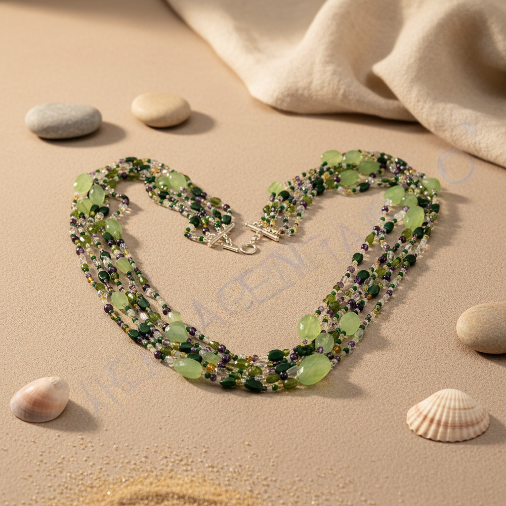 Green gemstone beaded necklace | statement jewelry for women