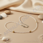 Load image into Gallery viewer, Clear Crystal Bead Necklace | 925 Silver Chain | Gift for Her
