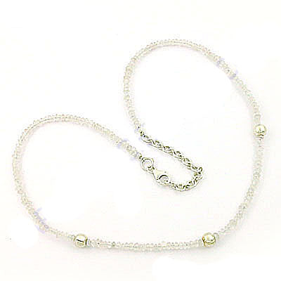 Clear Crystal Bead Necklace | 925 Silver Chain | Gift for Her