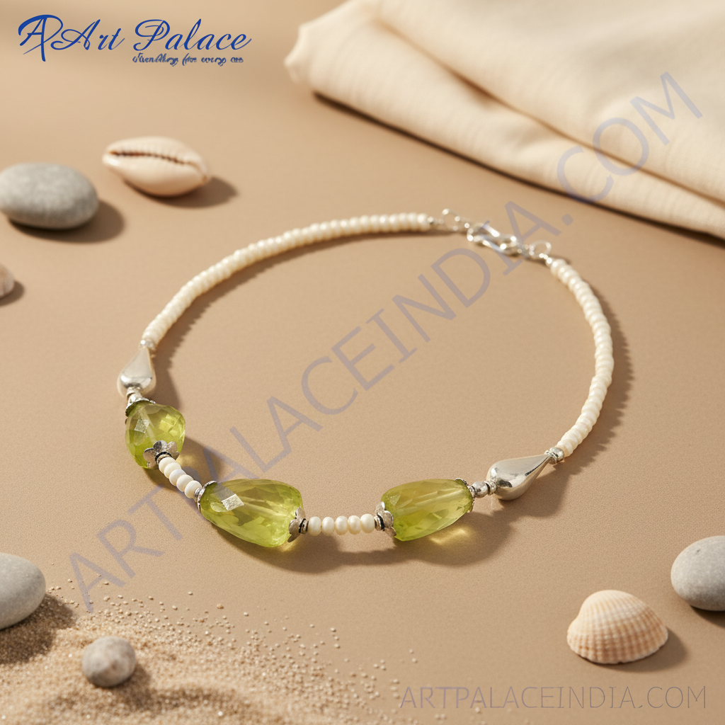 Gemstone Bead Necklace | Women's Lime Green Stone Jewelry