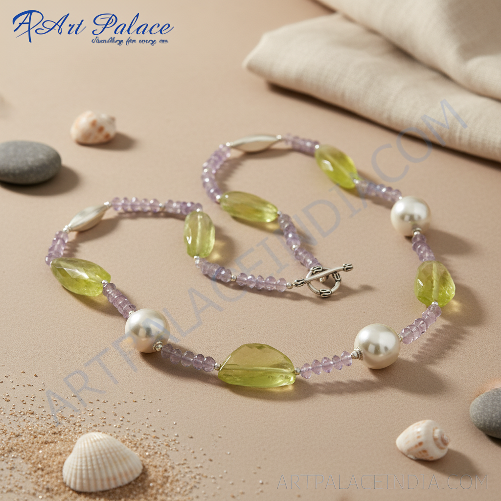 Amethyst & Lemon Quartz Necklace | Women's Gemstone Jewelry