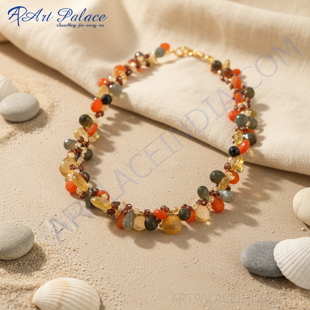 Gemstone beaded necklace | colorful semi precious stone jewelry