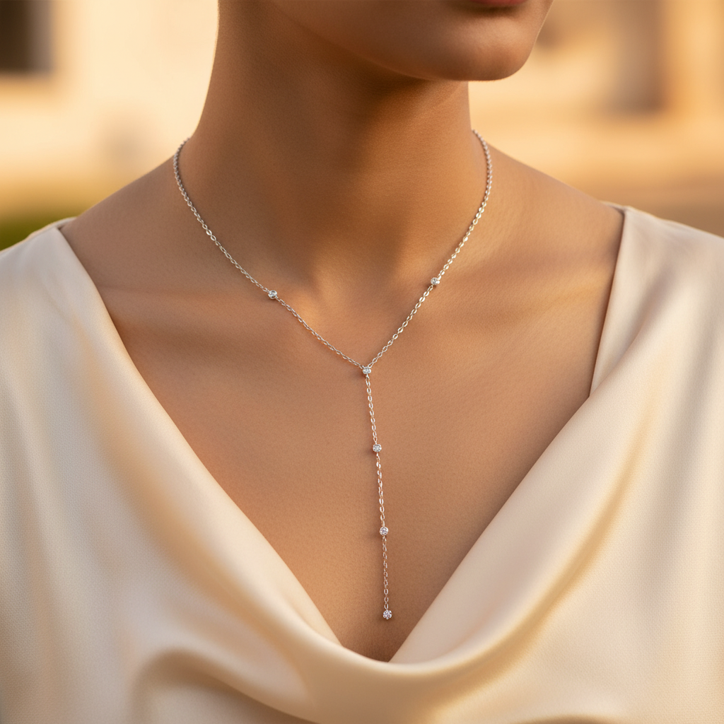 Silver Y-Necklace for Women | Dainty Chain Necklace Gift