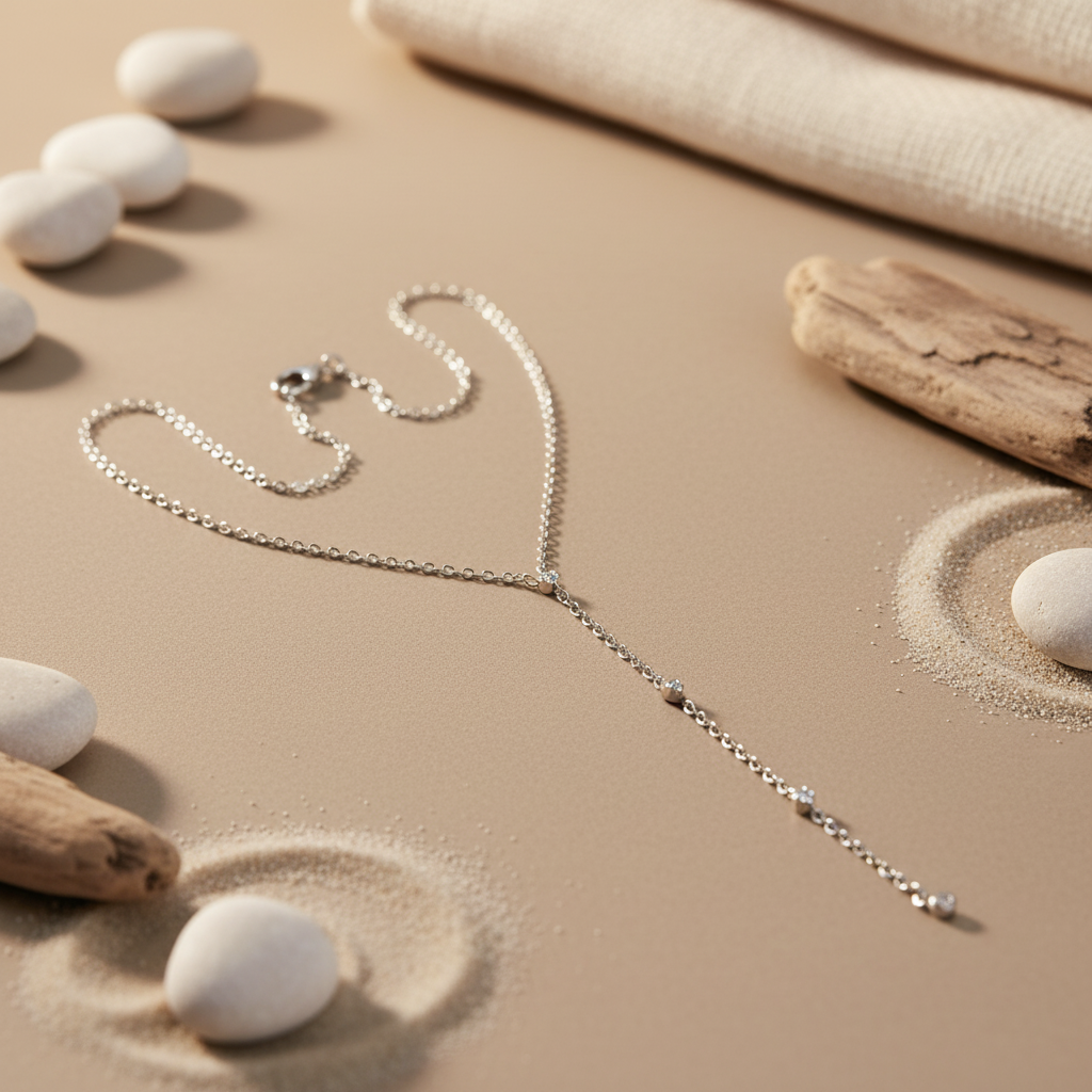 Silver Y-Necklace for Women | Dainty Chain Necklace Gift