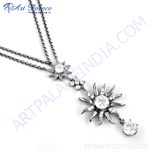 Pretty Girl's Wear CZ Silver Necklace