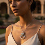 将图像加载到图库查看器中， 女士银色旭日珍珠吊坠项链 | 礼品首饰
