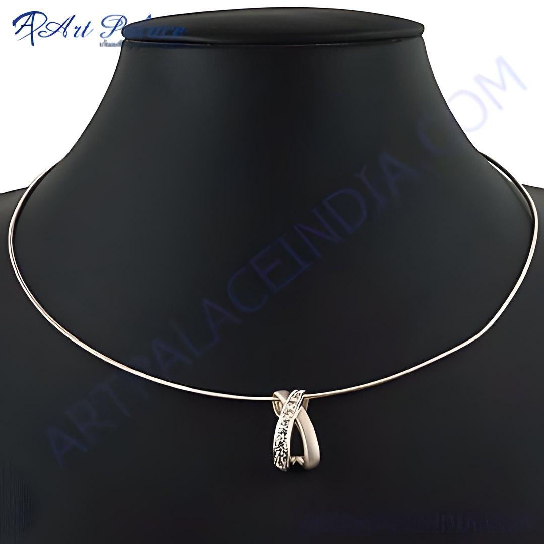 Silver caged pendant necklace displayed on a mannequin, ideal for gifting or daily wear.