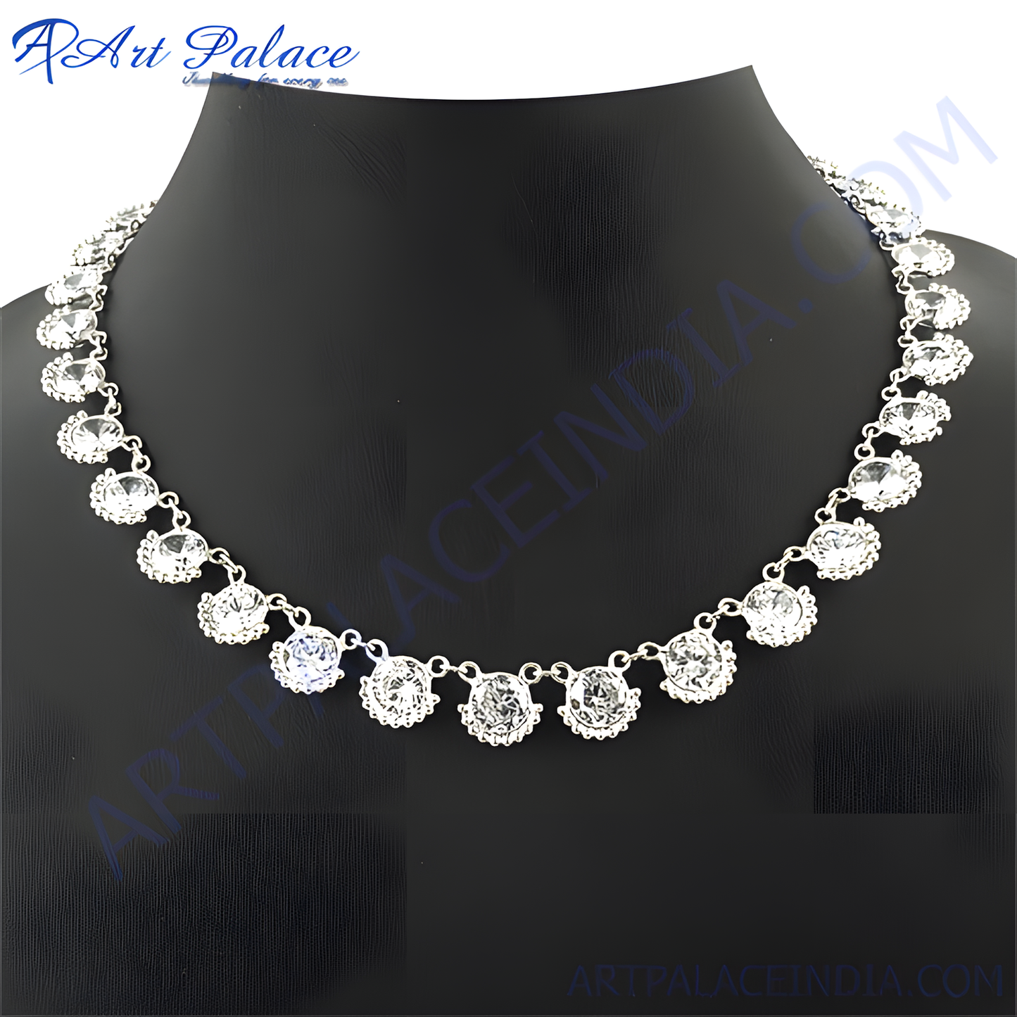 Lastest Luxury Cubic Zirconia Gemstone Silver Necklace