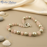 Load image into Gallery viewer, Rose Quartz &amp; Pearl Beaded Necklace | gold plating Accent | Women&#39;s Jewelry
