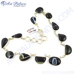 Load image into Gallery viewer, 925 sterling silver onyx stone necklace with black and white gemstones, elegant and stylish jewelry
