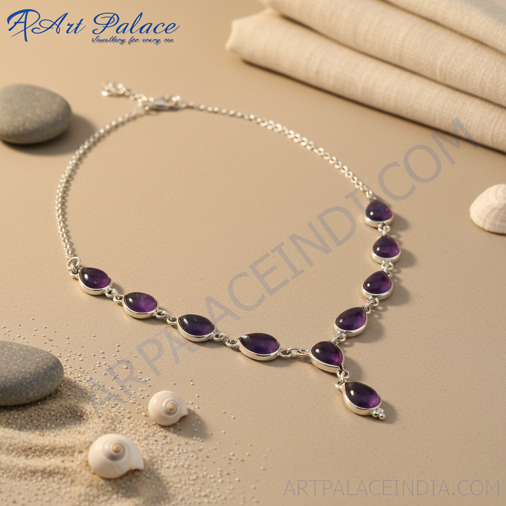 925 silver amethyst teardrop necklace for women | gift jewelry