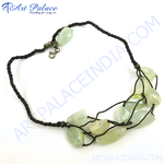 Load image into Gallery viewer, Jade stone beaded necklace in green and black with natural gemstone
